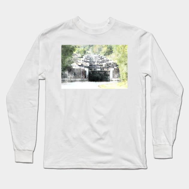 Hatton Flight Locks watercolour Long Sleeve T-Shirt by bywhacky